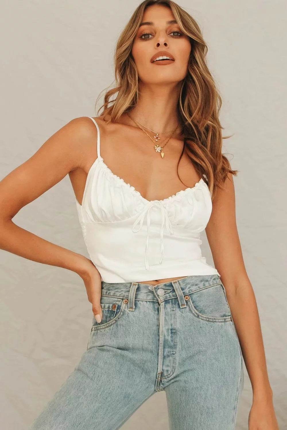 Double satin camisole - Mubimart