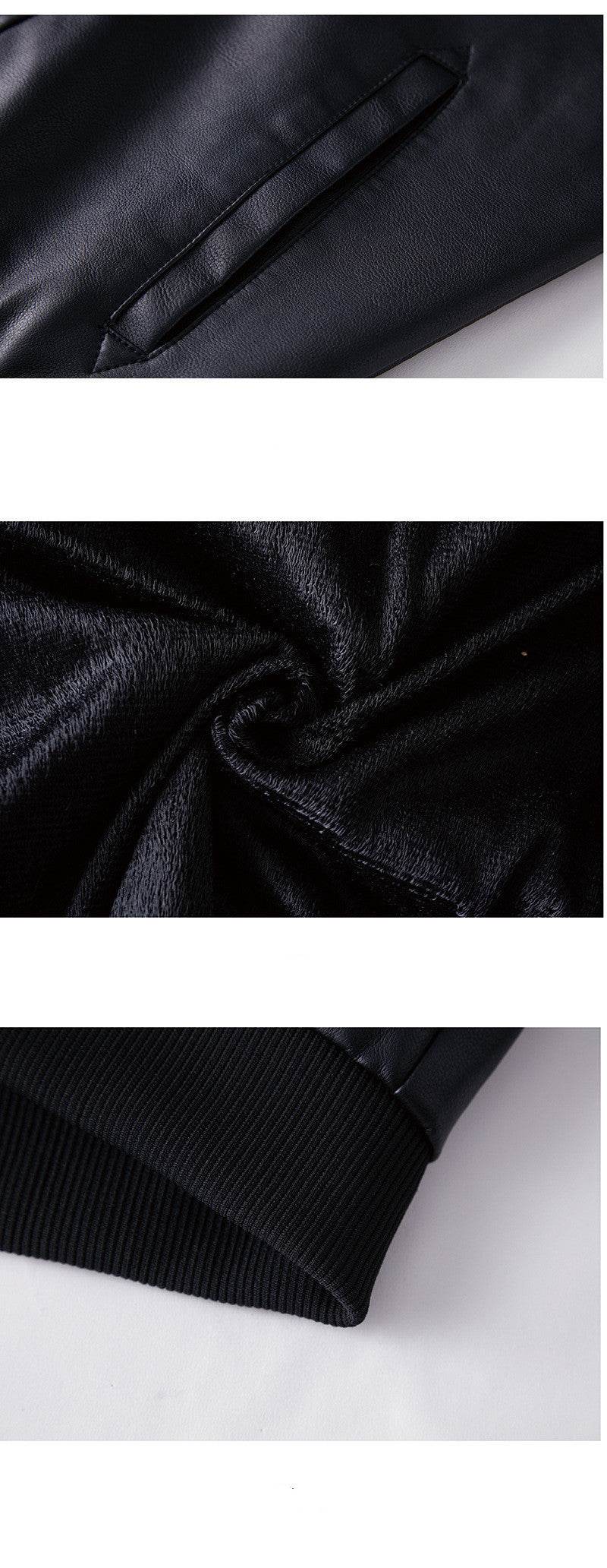 Men's washed leather leather jacket - Mubimart