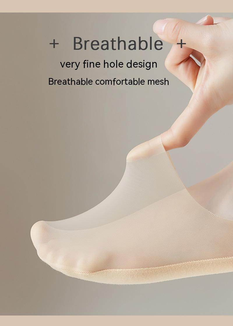 Thin Solid Color Bottom Super Low Cut Invisible Socks - Mubimart