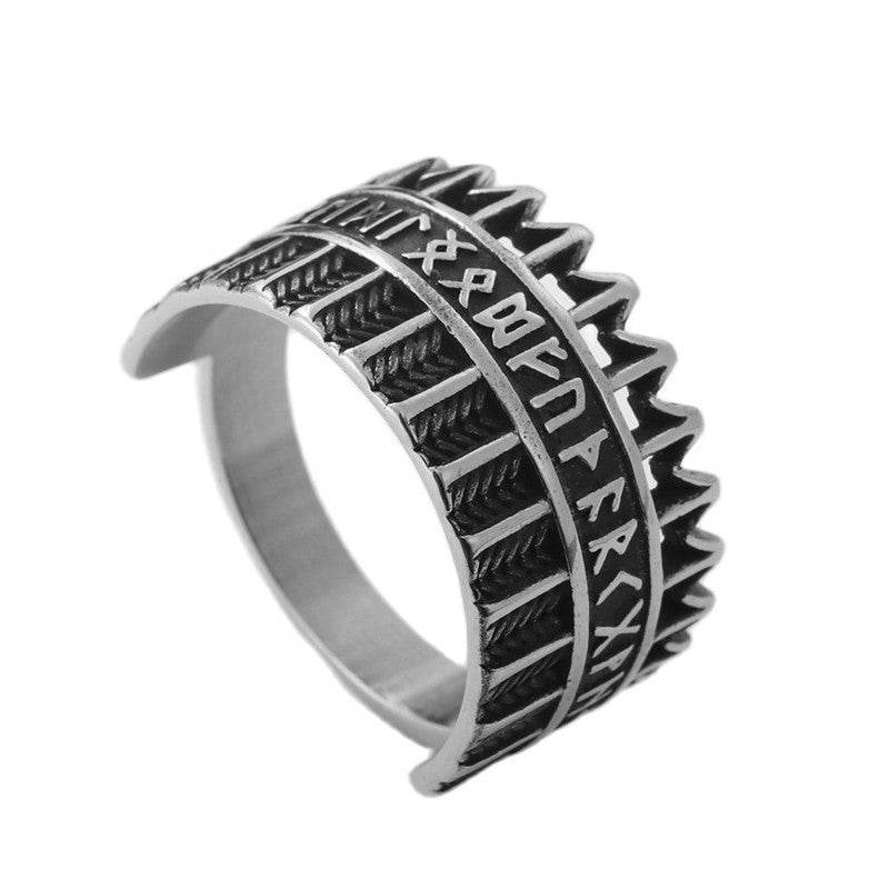 Titanium Steel Viking Warrior Ring Vintage Men Punk - Mubimart