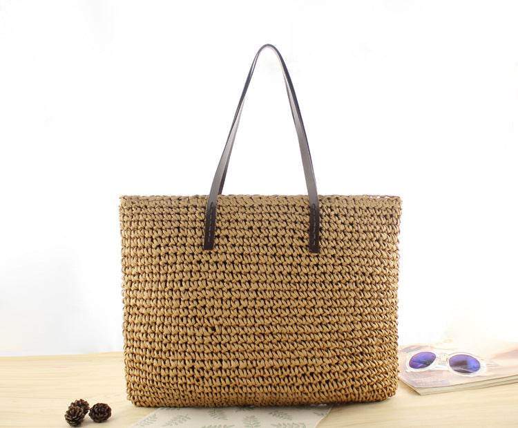 Round Straw Bags Women Summer Rattan Bag Handmade Woven Beach Cross Body Bag - Mubimart