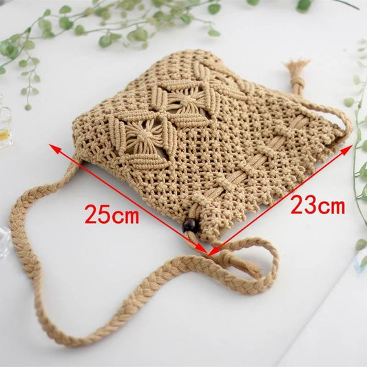 Knitted Tassel Bag Beach Women Bag woven Bag - Mubimart