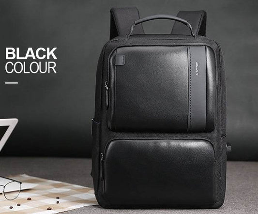 BOPAI Black Leather Backpack College Bag for Boys Mens Anti Theft Back Packs Travelling Bags Korean Style Men Backpack Schoolbag - Mubimart