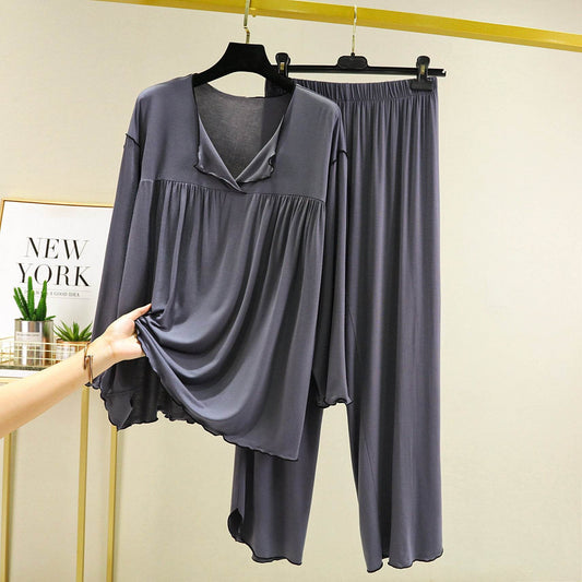 Fashion Long Sleeve Straight Pants Loungewear Set - Mubimart