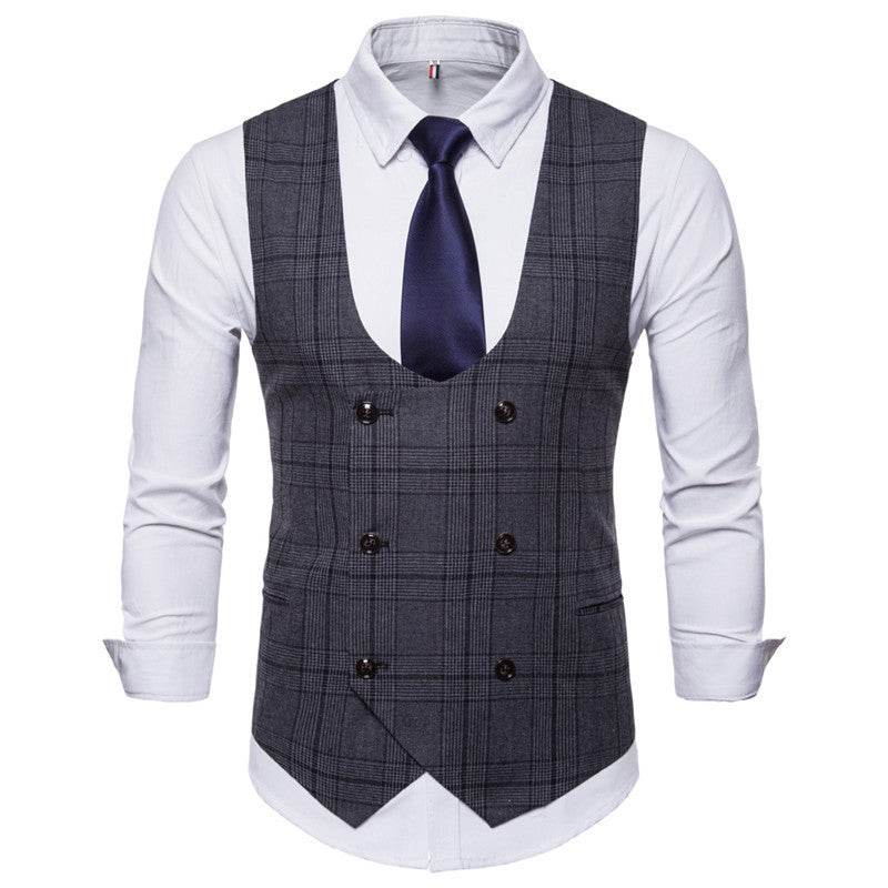 Houndstooth Men's Fashion Casual Vest Slim Suit Vest Hot Sale - Mubimart