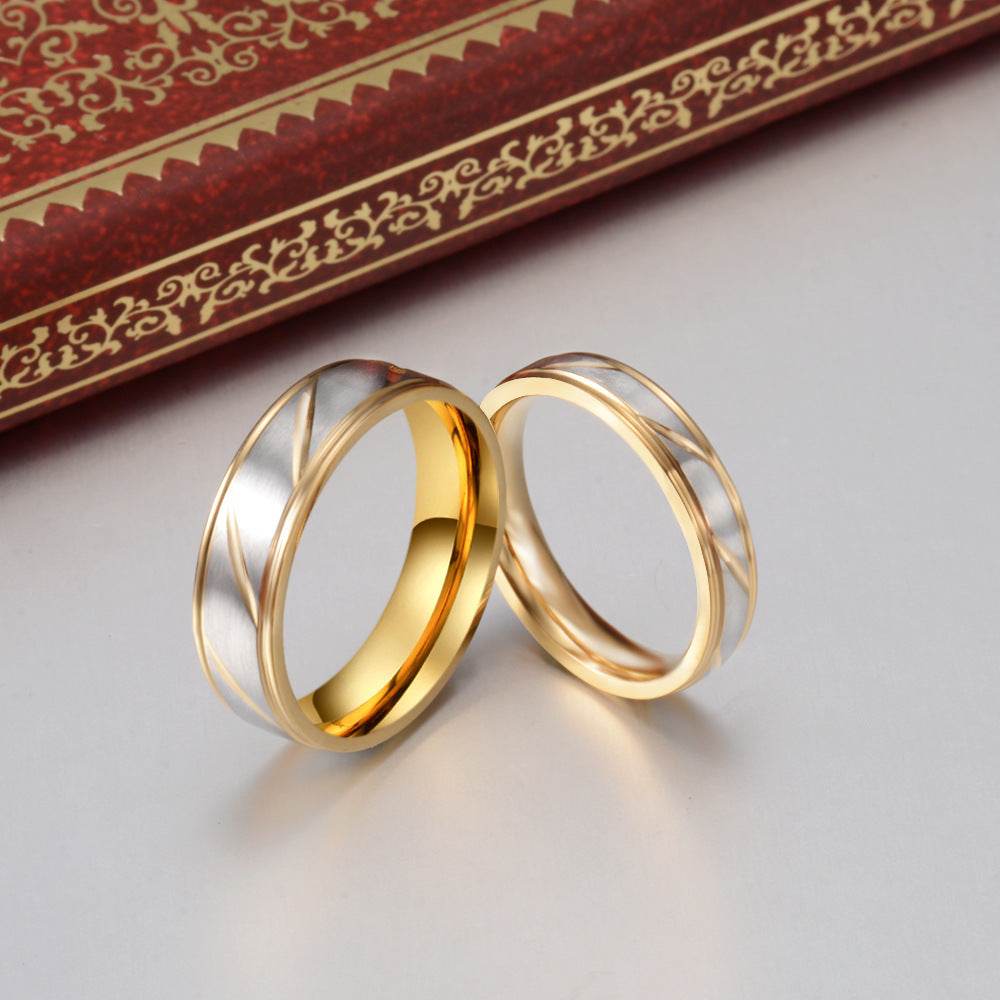Classic Wedding Ring For Women Men Gold Color - Mubimart