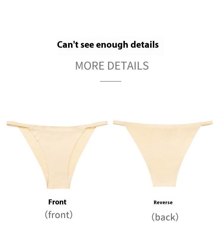 Pure Desire Low Waist Ice Silk Seamless Panties Women's Half Sheath Bikini Sexy Strip Grinding - Mubimart