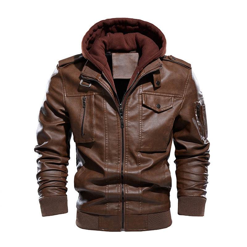 Men's washed leather leather jacket - Mubimart