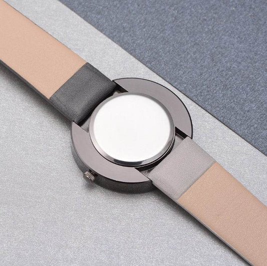 Women Watch Gray Contrast Leather Quartz Watch Women Watches Lovers Unisex Casual Ladies Wrist Watch Clock Relogio Feminino - Mubimart