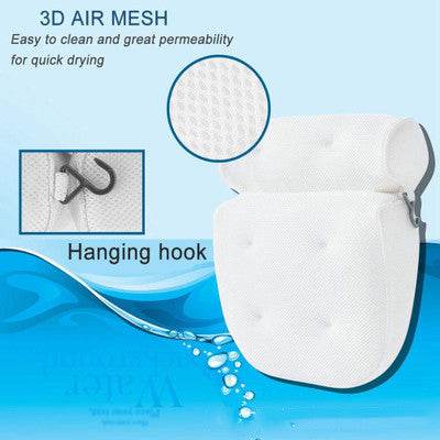 6 suction cups bath pillow 3D net bathtub pillow - Mubimart