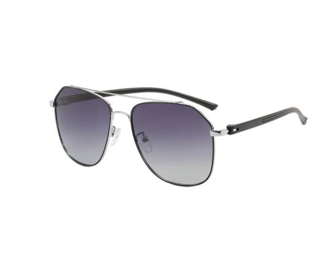 Large Frame Metal Double Bridge Aviator Sunglasses - Mubimart