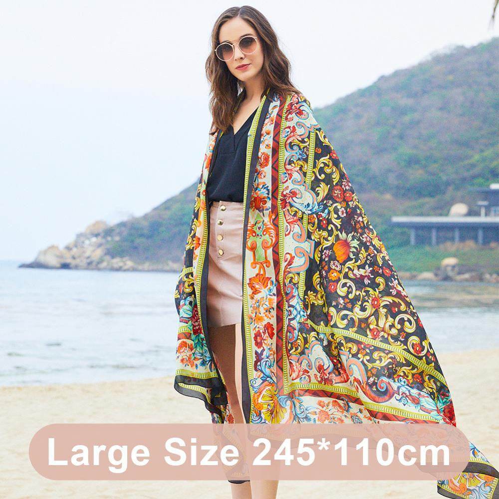 Sunscreen Shawl Ethnic Travel Oversized Shawl - Mubimart