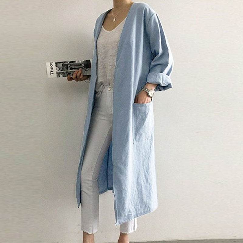 Solid color plus size loose cardigan jacket - Mubimart