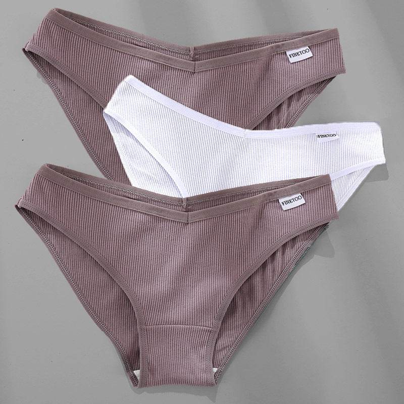 3PCS M-4XL Cotton Panties Female Underwear Sexy Women Briefs - Mubimart