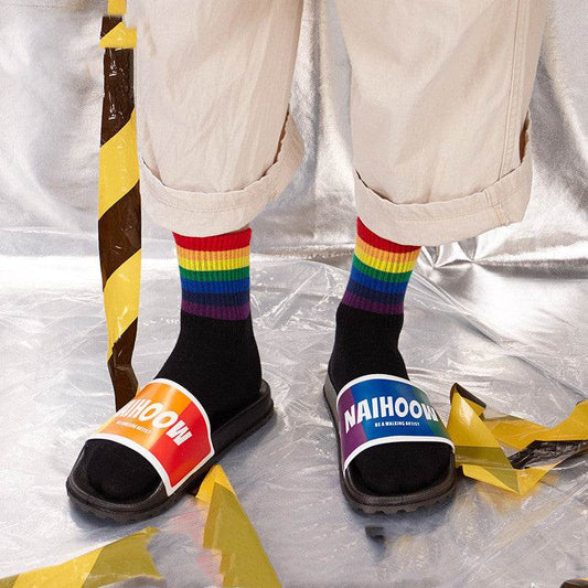 Rainbow plastic slippers women - Mubimart