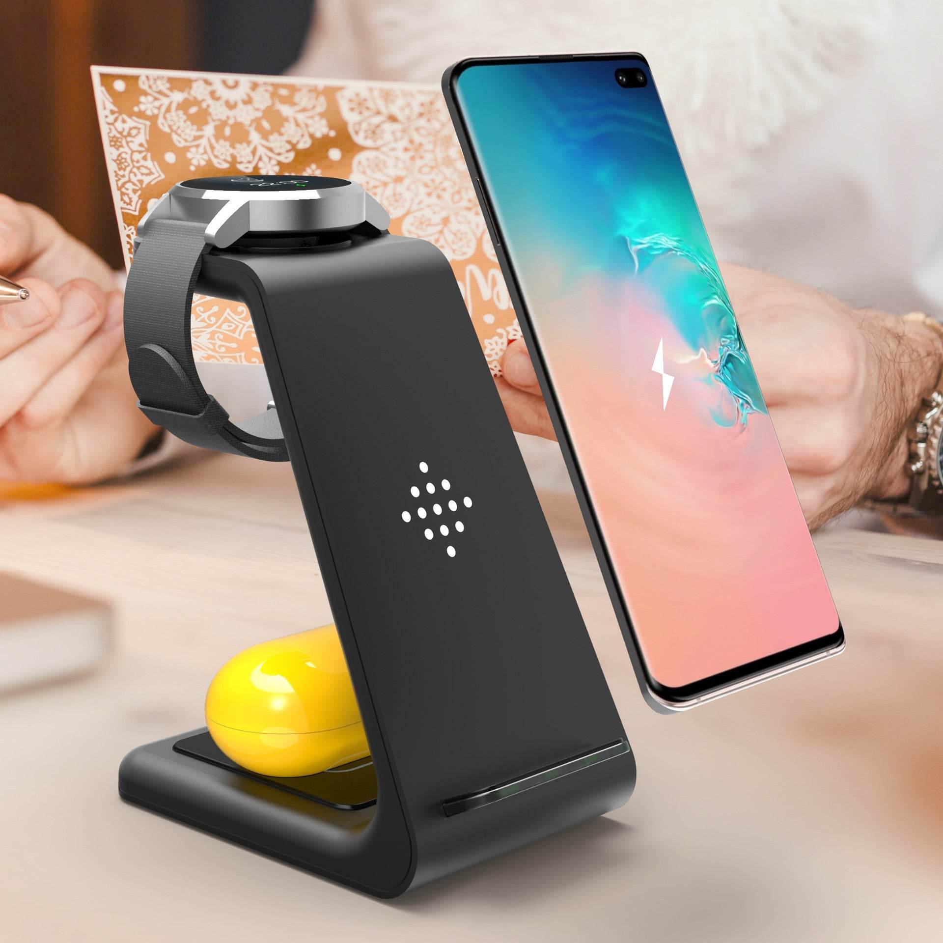 3 In 1 Fast Charging Station Wireless Charger Stand Wireless Quick Charge Dock For Phone Holder - Mubimart