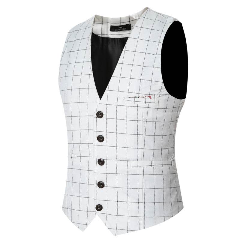 Korean Men's Formal Suit V-necked Vest - Mubimart