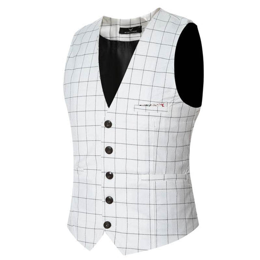 Korean Men's Formal Suit V-necked Vest - Mubimart