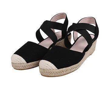 Middle heel wedge student baotou sandals - Mubimart