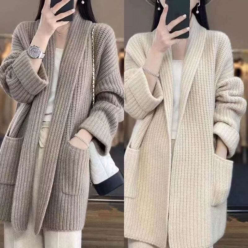 Plus Size Women's Sweater Cardigan Mid-length - Mubimart