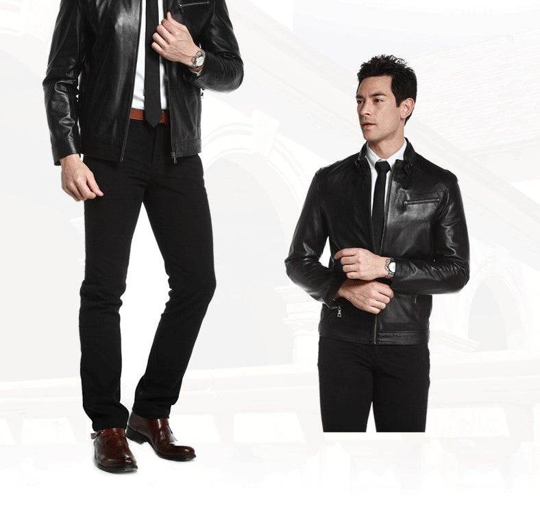 Men's leather leather jacket - Mubimart