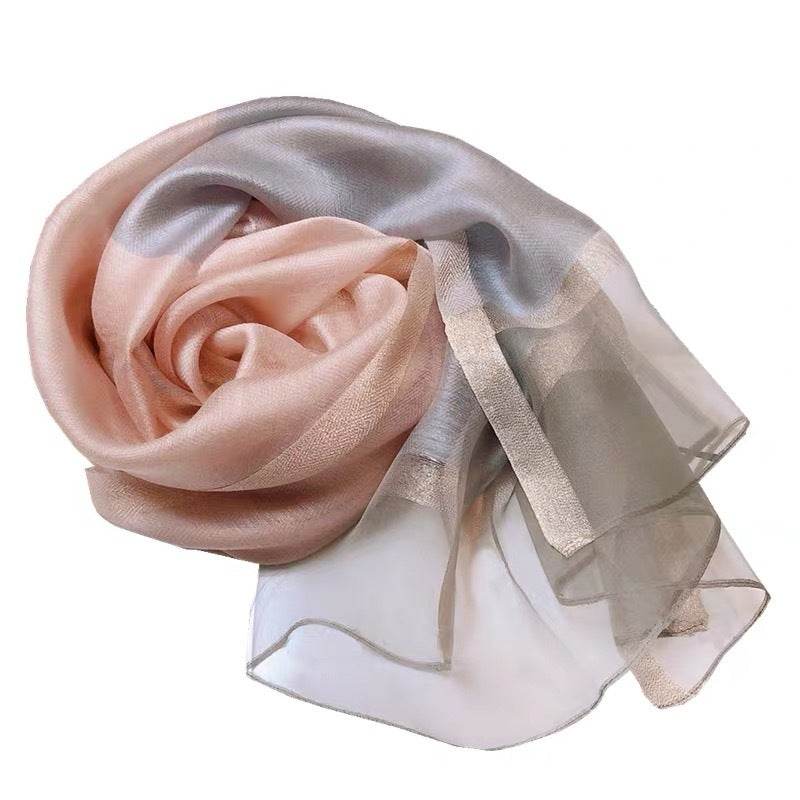 Thin Silk Color Matching Fashion Silk Scarves - Mubimart