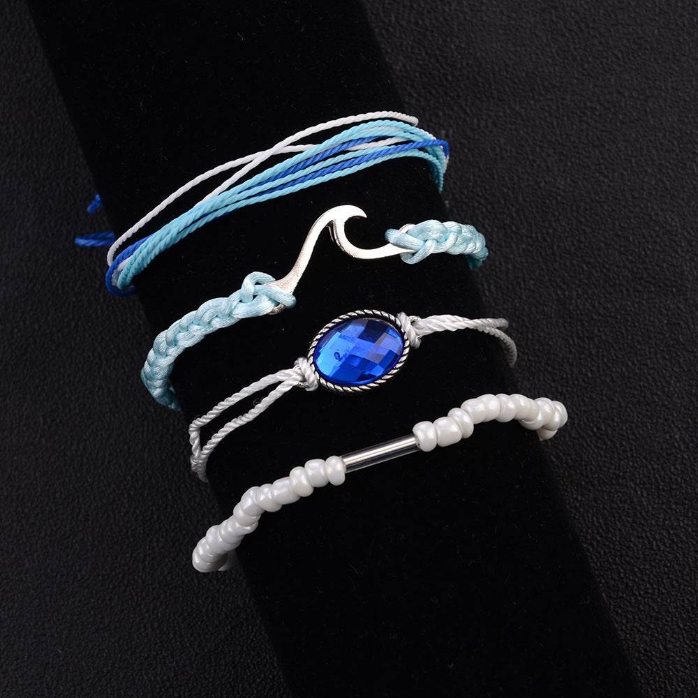 Wave blue gemstone bracelet - Mubimart