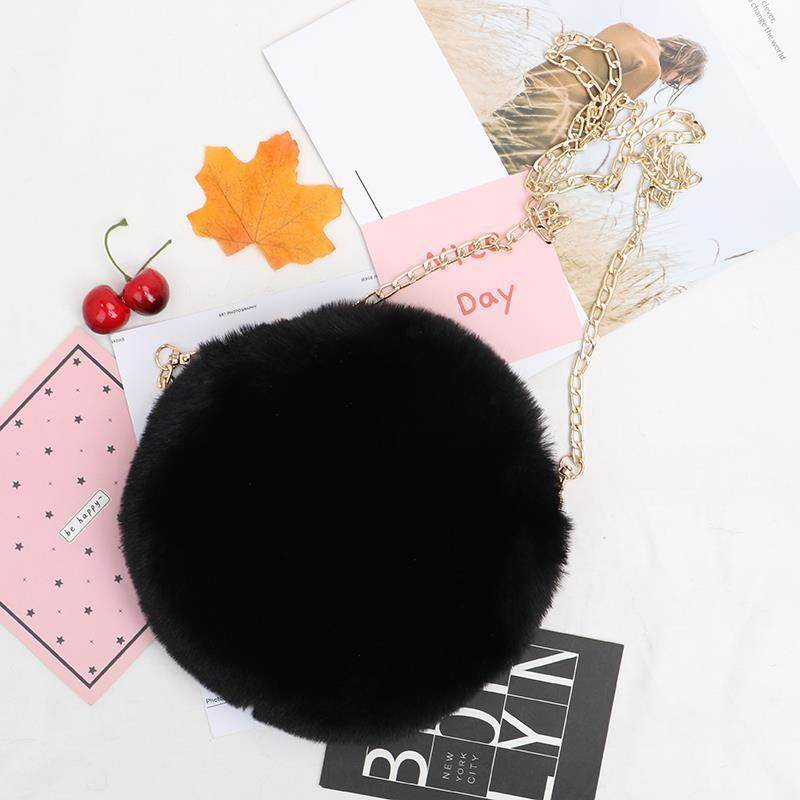 Women's Stylish Round Plush One-shoulder Satchel - Mubimart