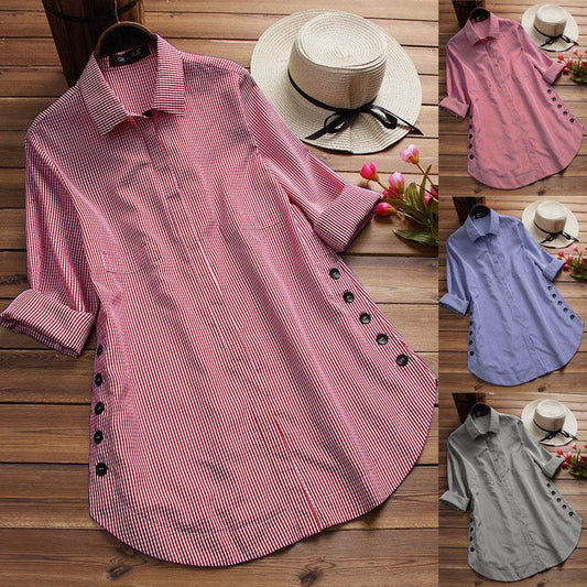 Long-sleeved shirt dress - Mubimart