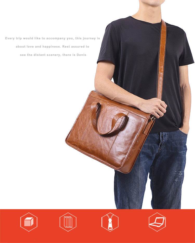 Men's leather briefcase - Mubimart