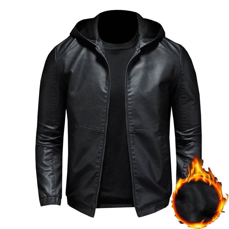 Men's leather jacket motorcycle jacket - Mubimart
