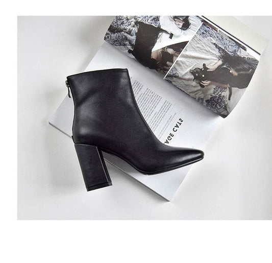 Thick heel square toe barefoot boots - Mubimart