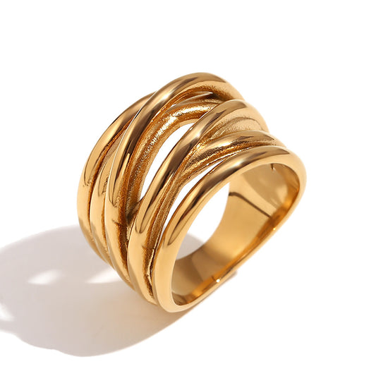 European And American Niche Retro Irregular Woven Winding Closed Ring