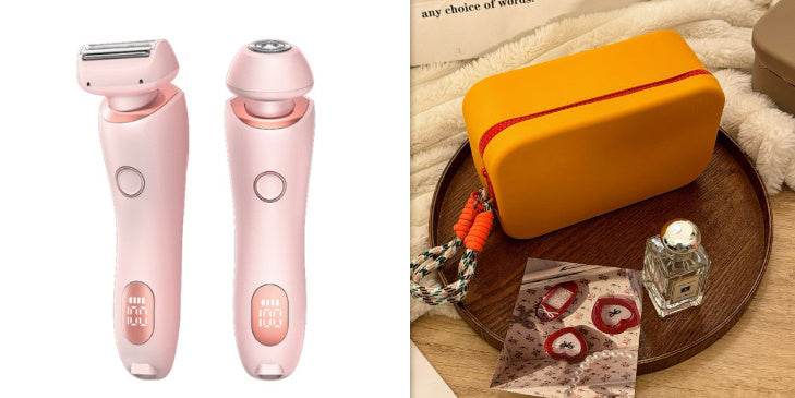 2 In 1 Hair Removal Epilator USB Rechargeable Trimmer Women Body Razor Face Leg Armpit Bikini Hand Pubic Shaver Hair Remover - Mubimart