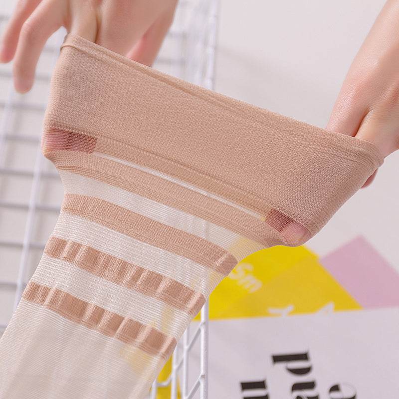 Summer Ultra-thin Sexy Black Flesh Color Thigh Socks High Socks Over The Knee Non-slip - Mubimart