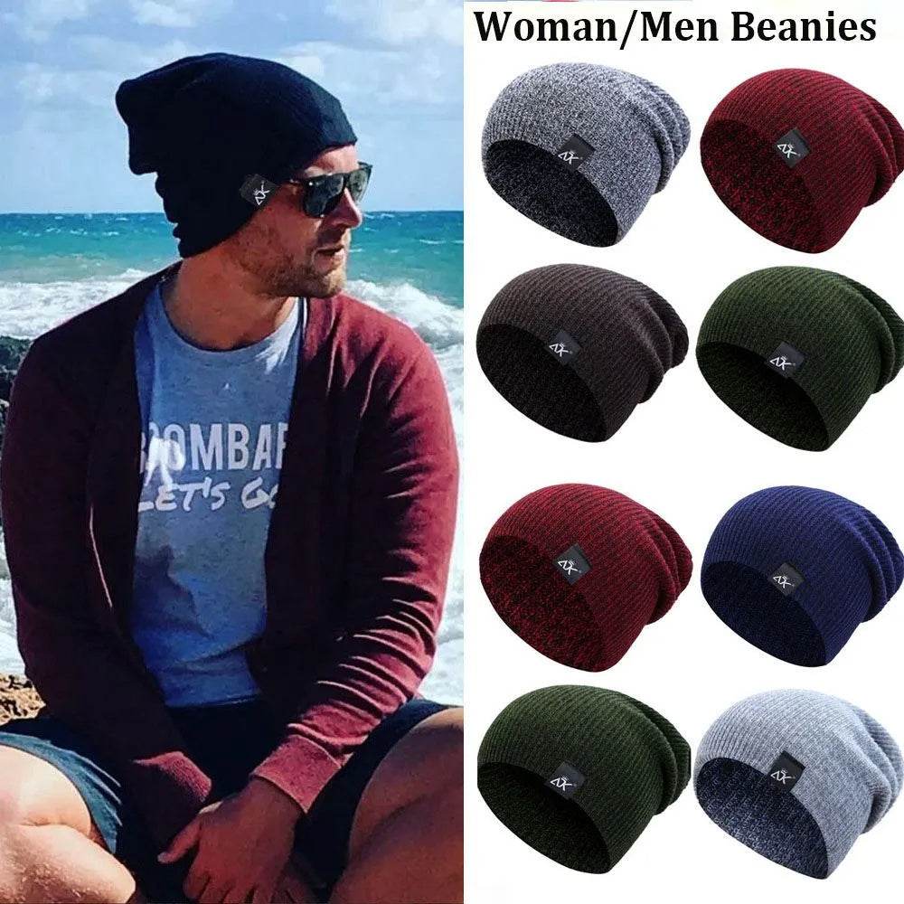 Unisex Fashionable Knitted Beanie, Winter Wool Elastic Hat For Outdoor Cycling, Camping, Travel Winter Beanie Hat Acrylic Knit Hats For Men Women - Mubimart