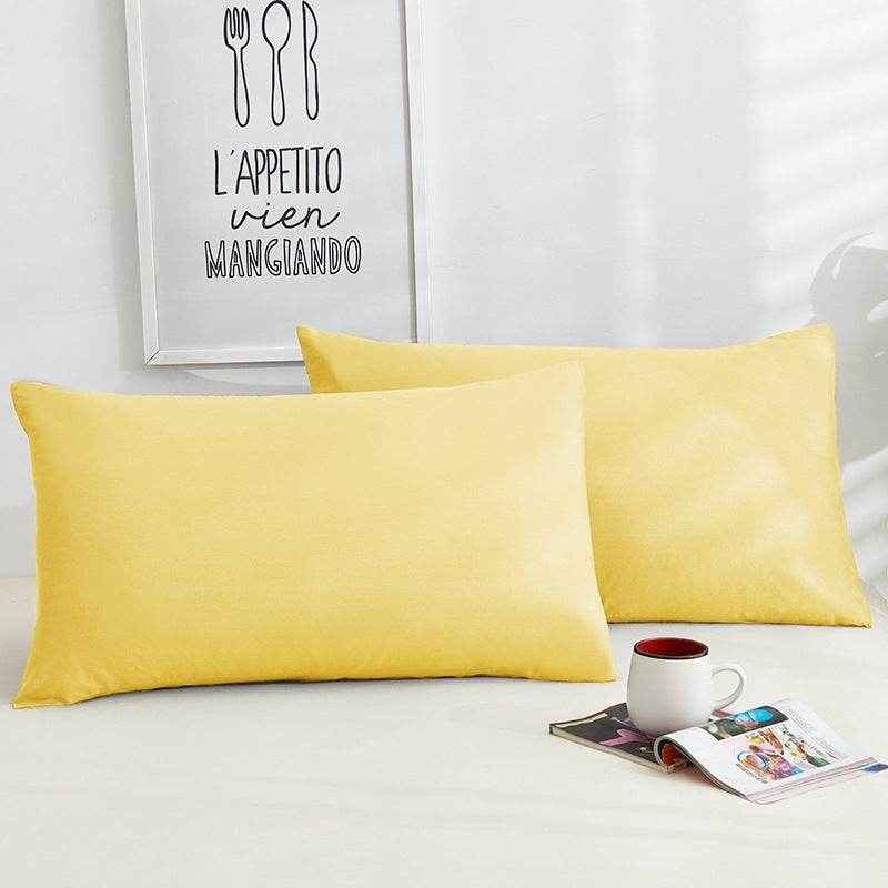 Pure Color Cotton Pillowcases A Pair Of Hotel Hotel Cotton 48X74CM - Mubimart