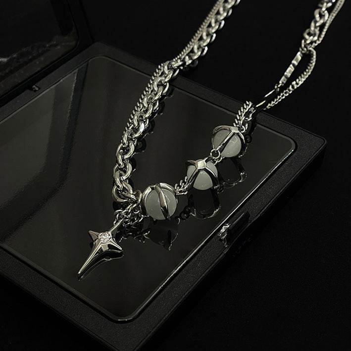 Opal Titanium Steel Necklace For Men - Mubimart