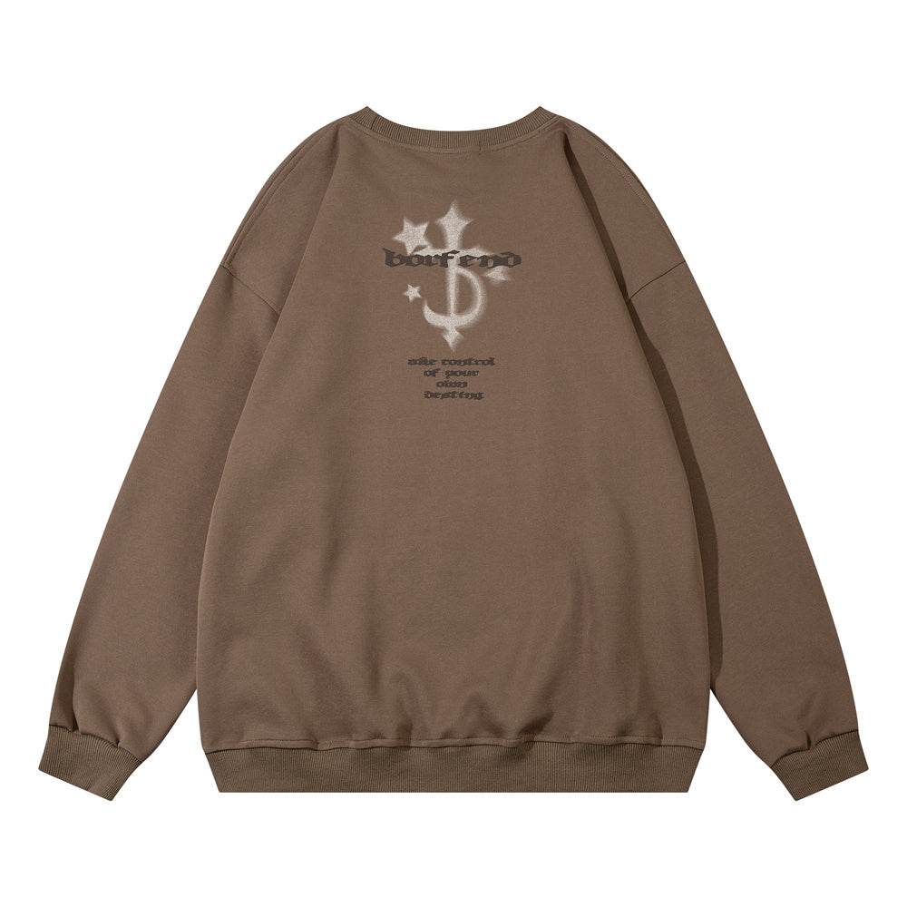 Cross Printed Crew Neck Sweatshirt Men - Mubimart