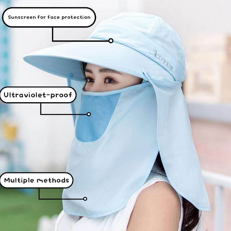 Sun Hats For Women Summer Sun Visor Hat With Big Heads Wide Brim Beach Hat Omnibearing UV Female Caps Face Neck Protection - Mubimart