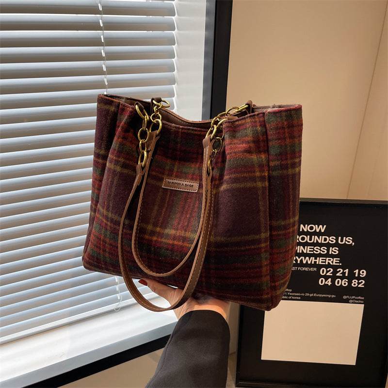 Fashion Personality Plaid Tote Bag For Women - Mubimart