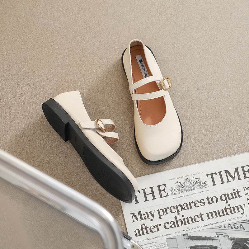 Women's Casual Mary Jane French Flat Shoes - Mubimart