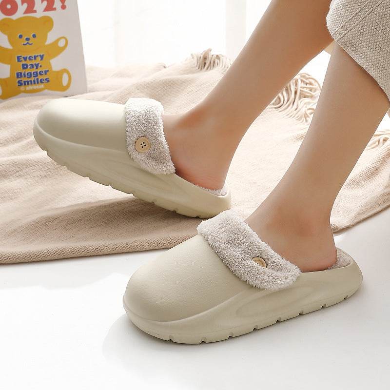 Detachable Washable Slippers Winter Warm House Shoes Bedroom Slippers Women - Mubimart