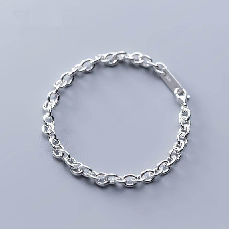 S925 Silver Bracelet Korean Simple Fashion Ankle-strap Buckle Graceful Personality Chain - Mubimart