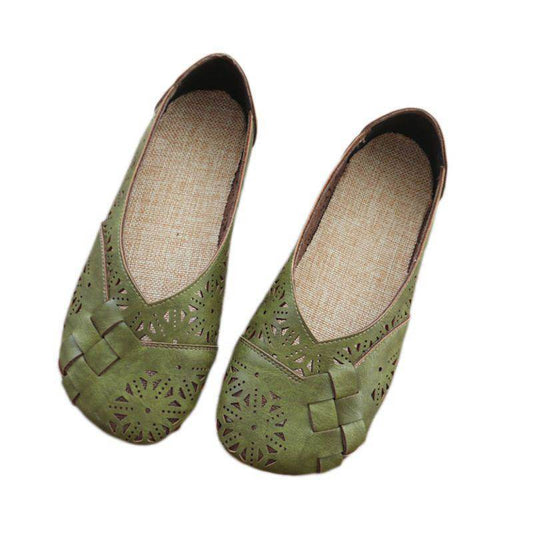 Flat Bottom Comfort Hollow Shallow Mouth Women's Shoes - Mubimart
