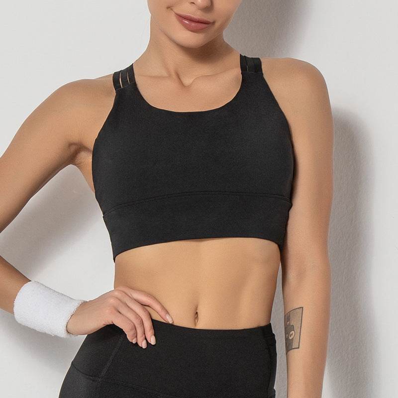 Cross-back Shockproof Fitness Plus Size Sports Bra - Mubimart