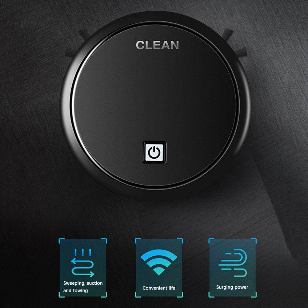 3-in-1 Robot Vacuum Cleaner 1800Pa Multifunctional Smart Floor Cleaner USB Rechargeable Dry Wet Sweeping Vacuum Cleaner - Mubimart