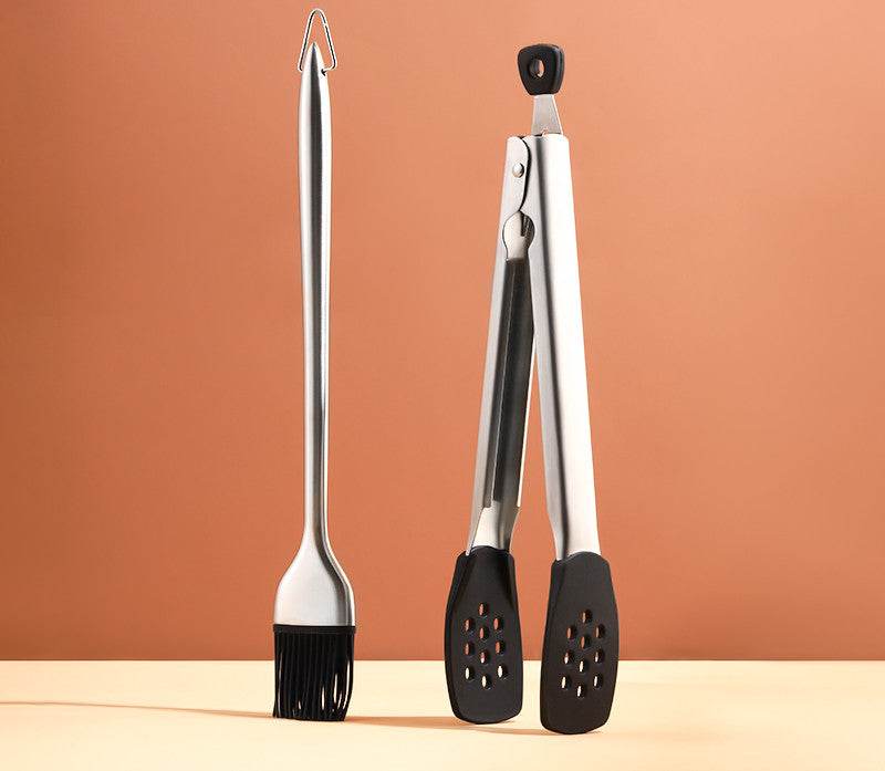 304 Stainless Steel Food Tongs Steak Barbecue Barbecue Bread Cake Food Tongs Silicone Tongs - Mubimart