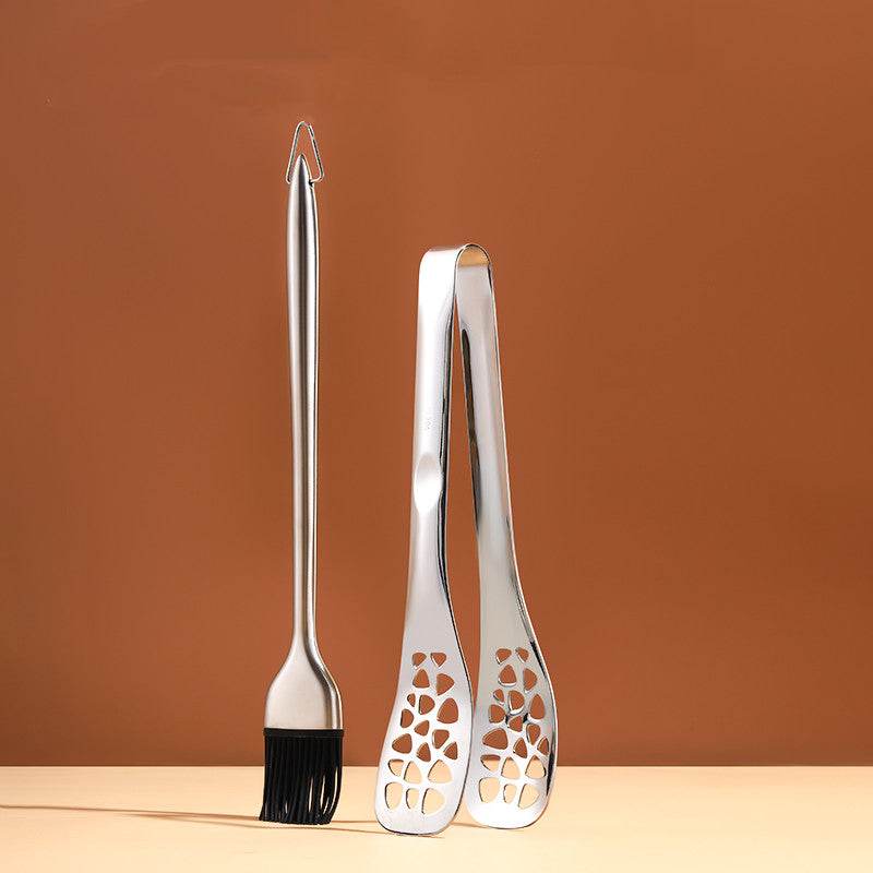 304 Stainless Steel Food Tongs Steak Barbecue Barbecue Bread Cake Food Tongs Silicone Tongs - Mubimart