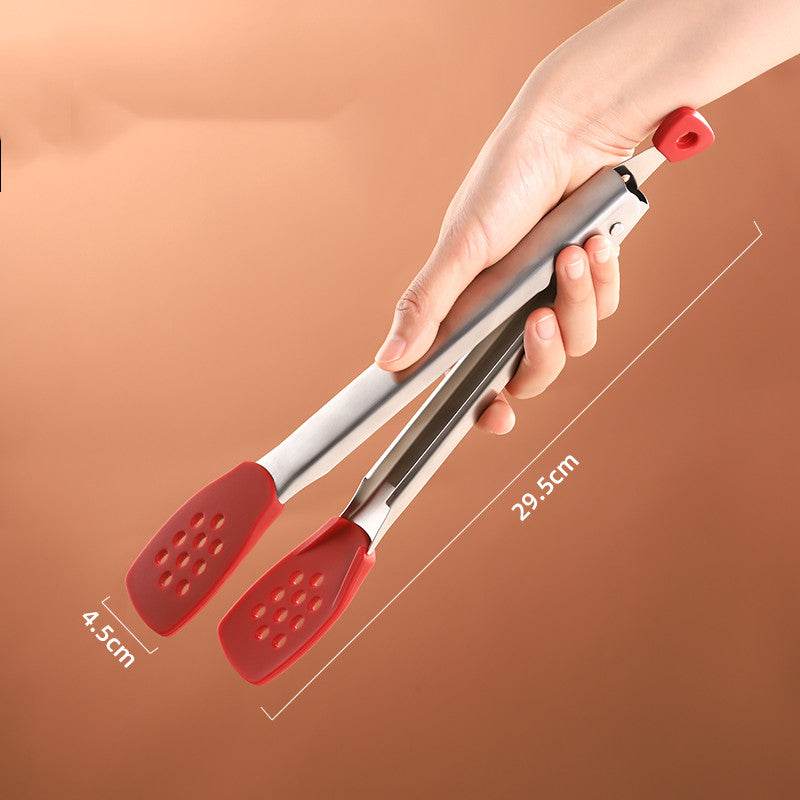 304 Stainless Steel Food Tongs Steak Barbecue Barbecue Bread Cake Food Tongs Silicone Tongs - Mubimart